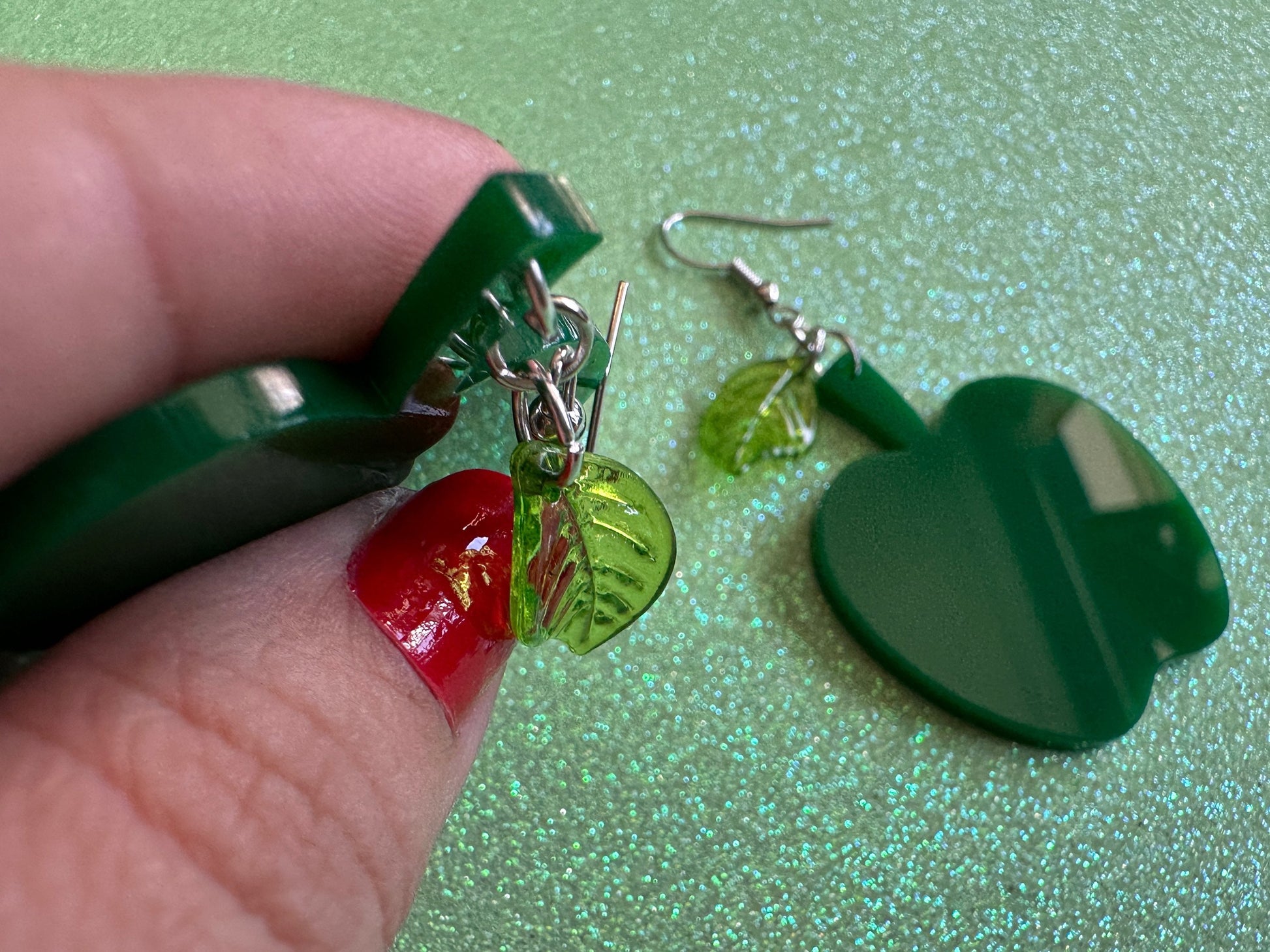 Green Apple Earrings: Laser Cut Acrylic Apples, Fruit, Fall, Food Earrings, Teacher Gift, Green Earrings, Best Gifts for Her/Him/Them