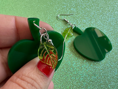 Green Apple Earrings: Laser Cut Acrylic Apples, Fruit, Fall, Food Earrings, Teacher Gift, Green Earrings, Best Gifts for Her/Him/Them