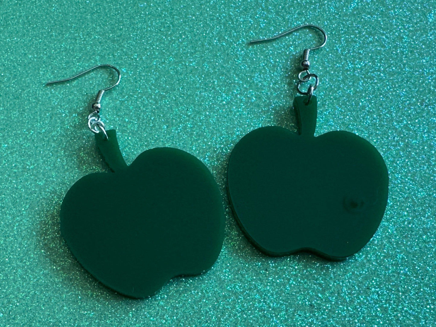 Green Apple Earrings: Laser Cut Acrylic Apples, Fruit, Fall, Food Earrings, Teacher Gift, Green Earrings, Best Gifts for Her/Him/Them