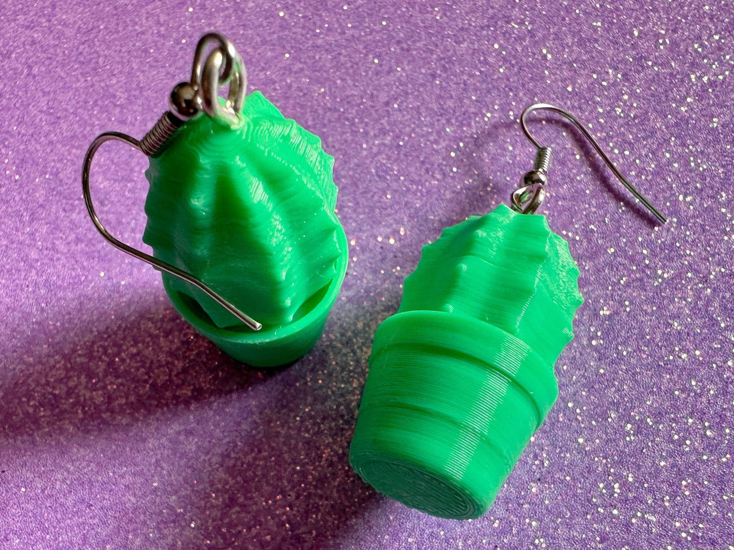 Green Cactus Earrings: 3D Printed Cacti Earrings, House Plants, Greenhouse, Succulents, Botany, Green Earrings, Gifts for Her/Him/Them