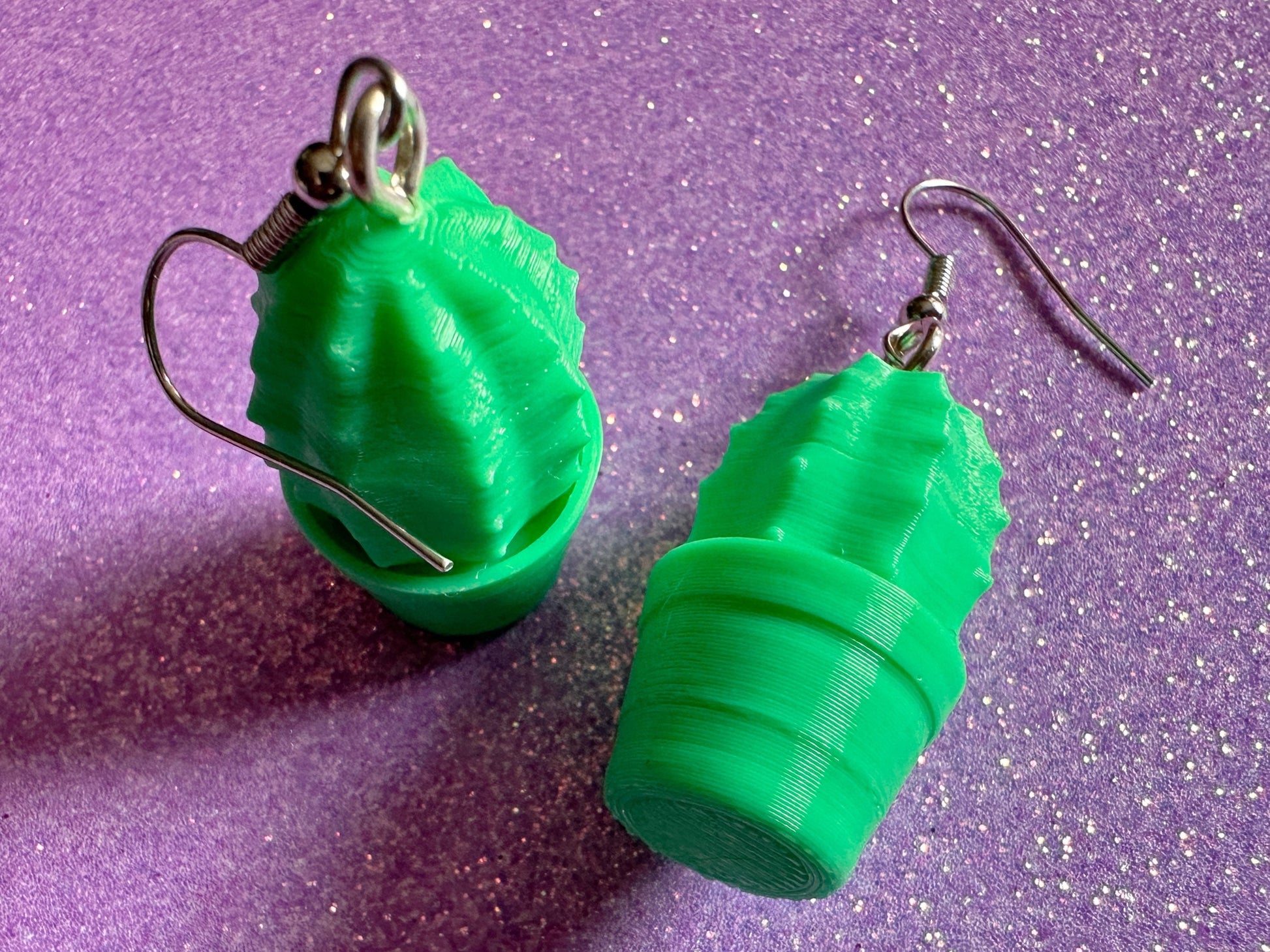 Green Cactus Earrings: 3D Printed Cacti Earrings, House Plants, Greenhouse, Succulents, Botany, Green Earrings, Gifts for Her/Him/Them