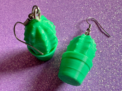 Green Cactus Earrings: 3D Printed Cacti Earrings, House Plants, Greenhouse, Succulents, Botany, Green Earrings, Gifts for Her/Him/Them