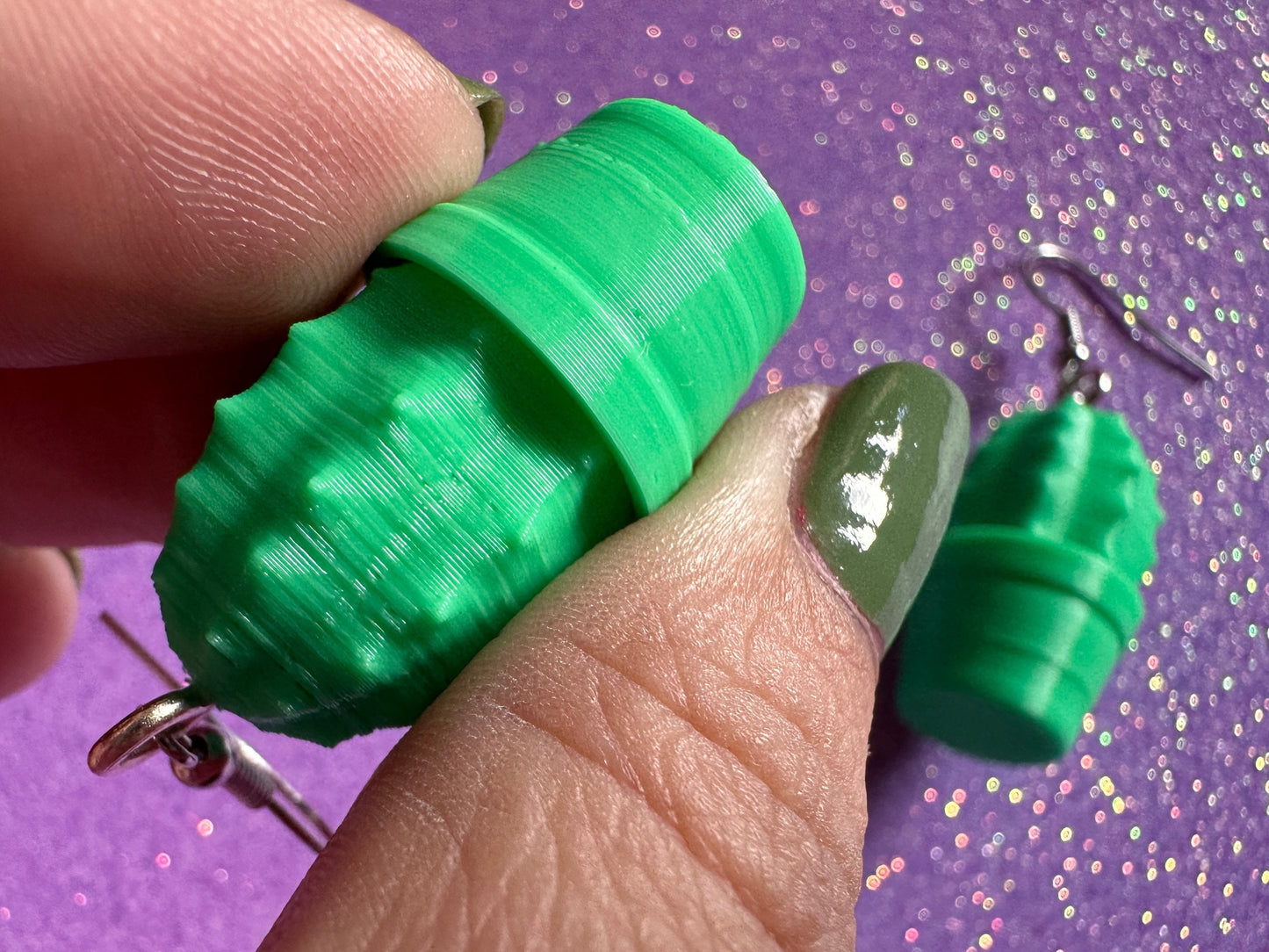 Green Cactus Earrings: 3D Printed Cacti Earrings, House Plants, Greenhouse, Succulents, Botany, Green Earrings, Gifts for Her/Him/Them
