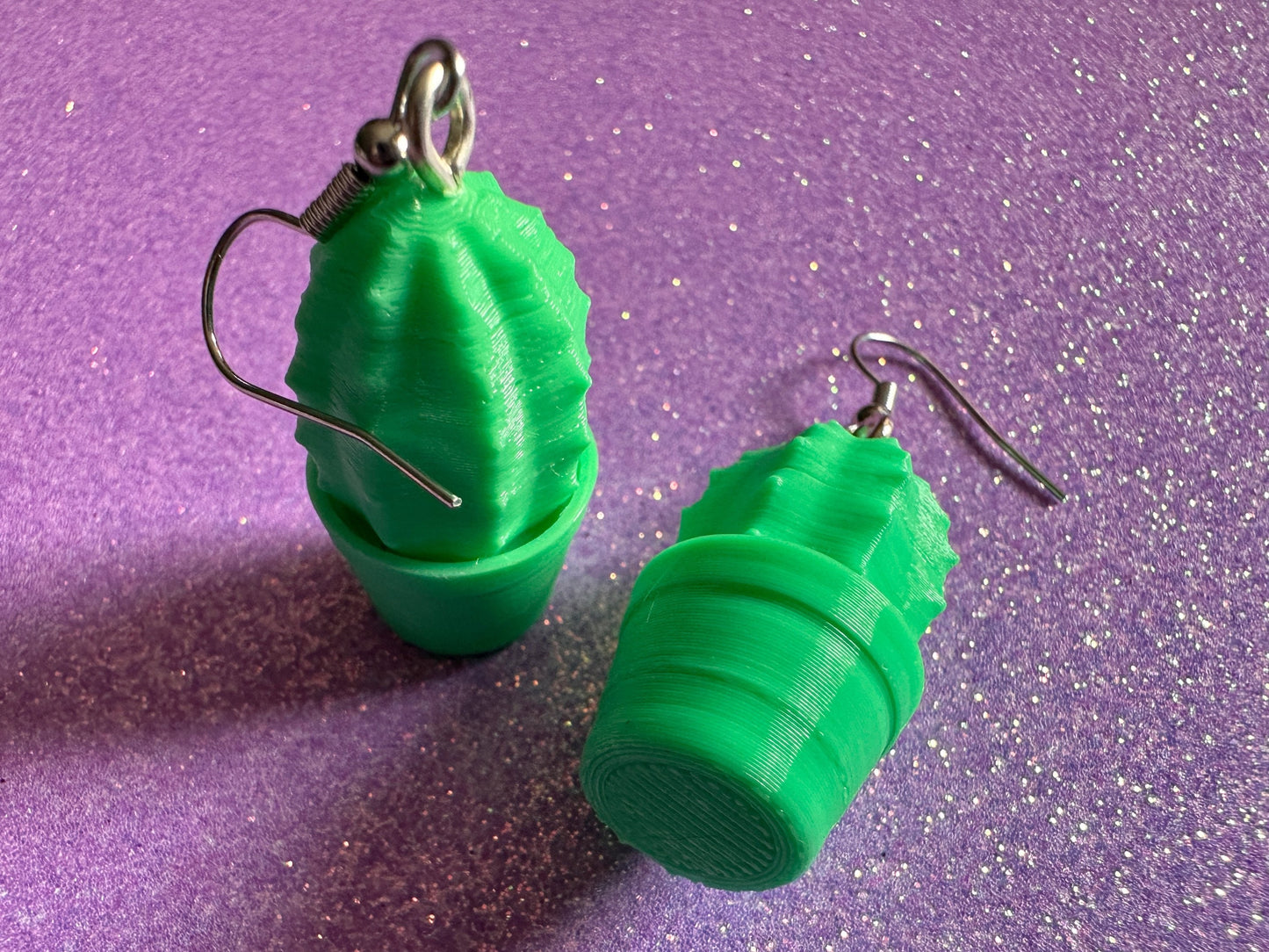 Green Cactus Earrings: 3D Printed Cacti Earrings, House Plants, Greenhouse, Succulents, Botany, Green Earrings, Gifts for Her/Him/Them
