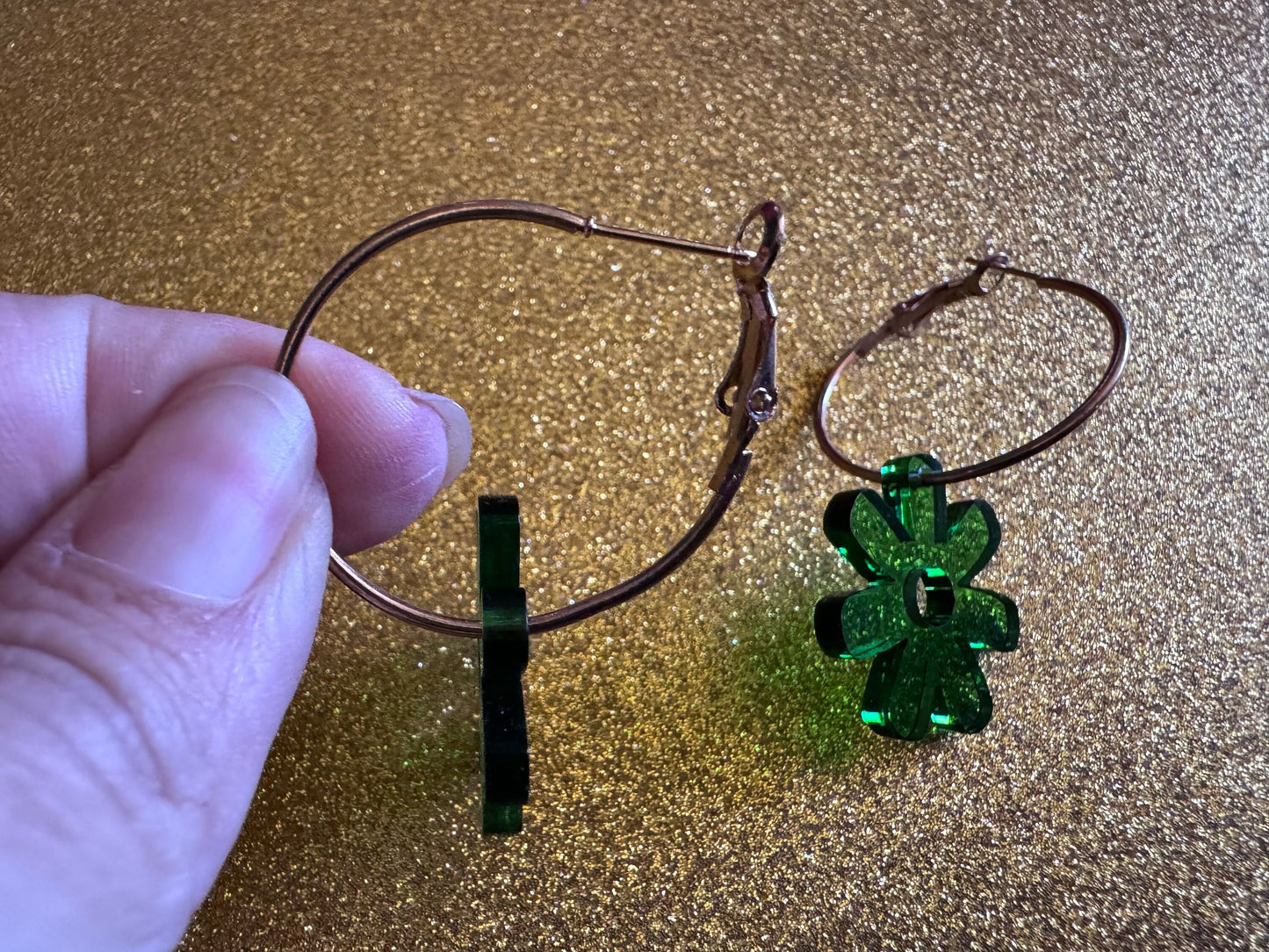 Green Flower Earrings: Laser Cut Acrylic Flowers on Loops, Floral, Flowers, Tropical, Botanical, Summer Vibes, Best Gifts for Her/Him/Them