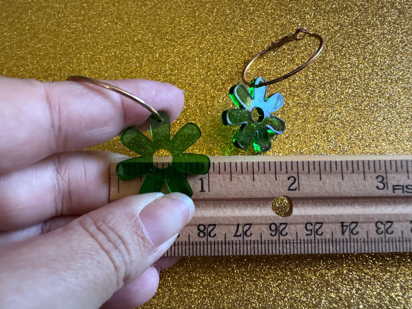 Green Flower Earrings: Laser Cut Acrylic Flowers on Loops, Floral, Flowers, Tropical, Botanical, Summer Vibes, Best Gifts for Her/Him/Them