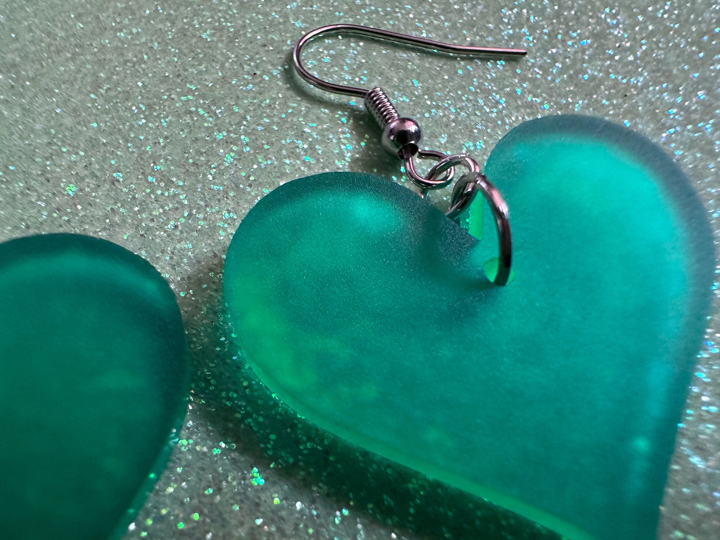 Green Heart Earrings: Laser Cut Acrylic Hearts, Love, Valentines Day, Anniversary, Marriage, Partner, Vday, Best Gifts for Her/Him/Them