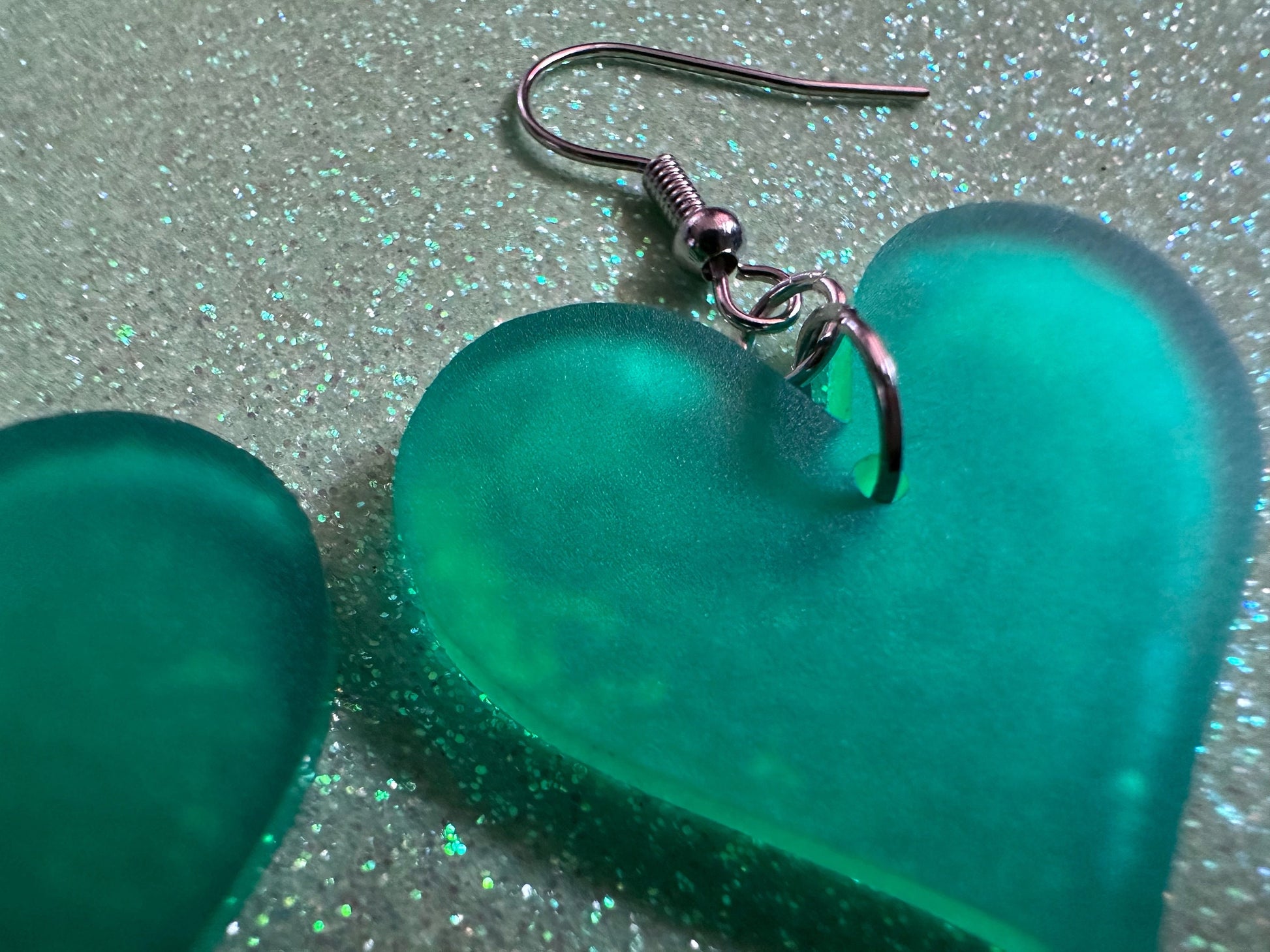 Green Heart Earrings: Laser Cut Acrylic Hearts, Love, Valentines Day, Anniversary, Marriage, Partner, Vday, Best Gifts for Her/Him/Them