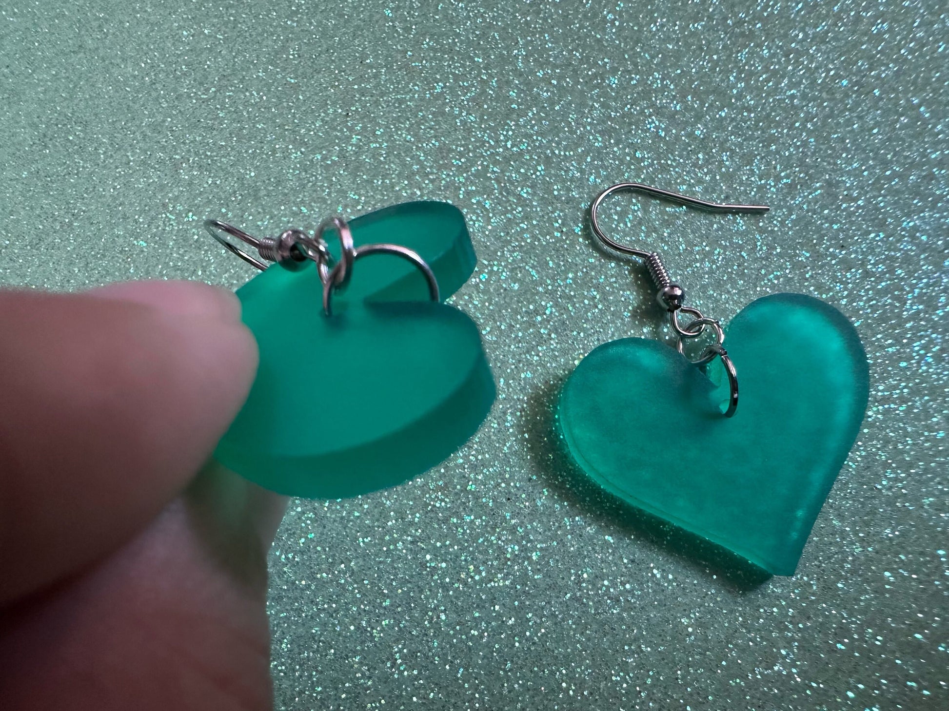 Green Heart Earrings: Laser Cut Acrylic Hearts, Love, Valentines Day, Anniversary, Marriage, Partner, Vday, Best Gifts for Her/Him/Them