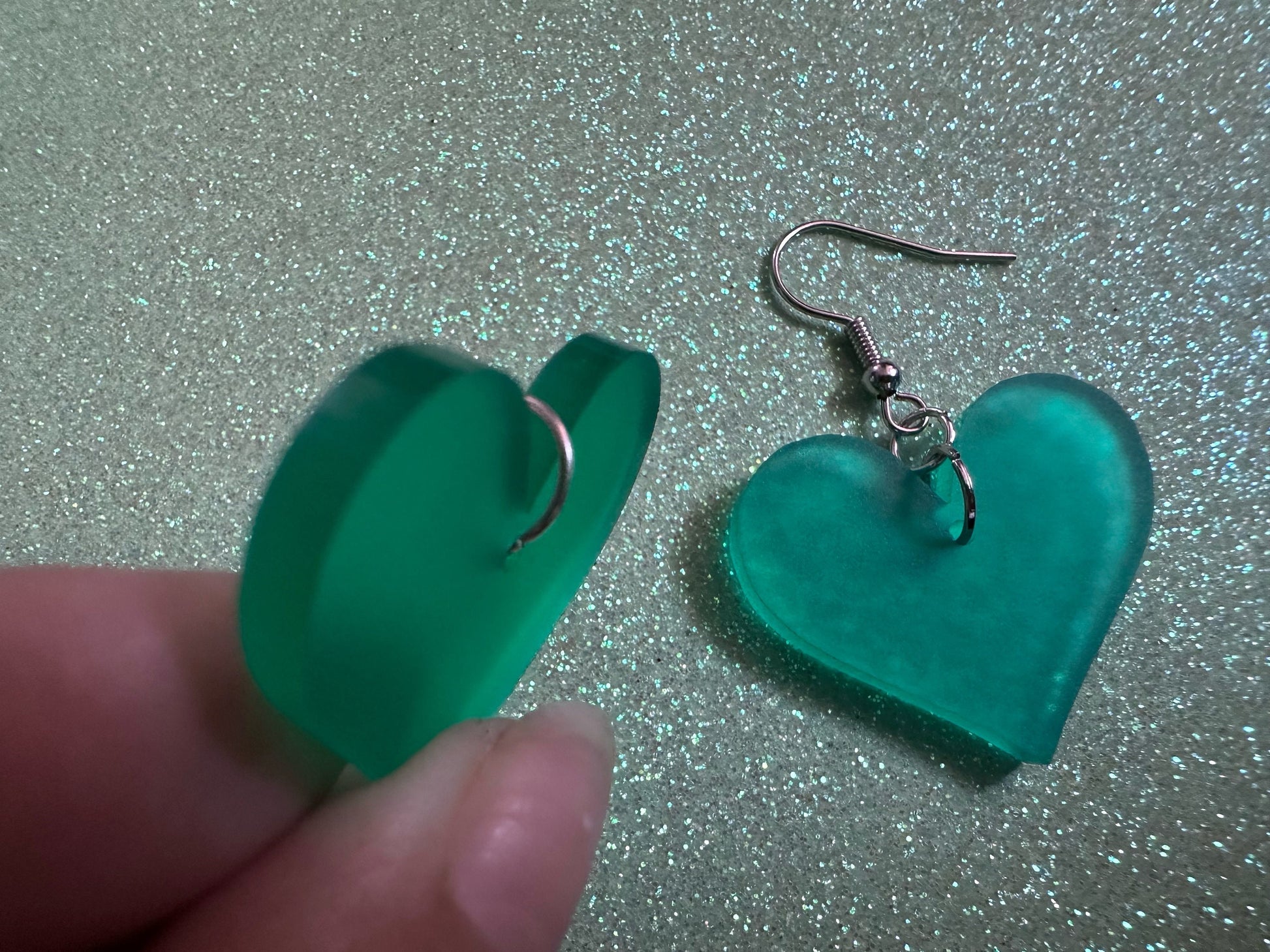 Green Heart Earrings: Laser Cut Acrylic Hearts, Love, Valentines Day, Anniversary, Marriage, Partner, Vday, Best Gifts for Her/Him/Them