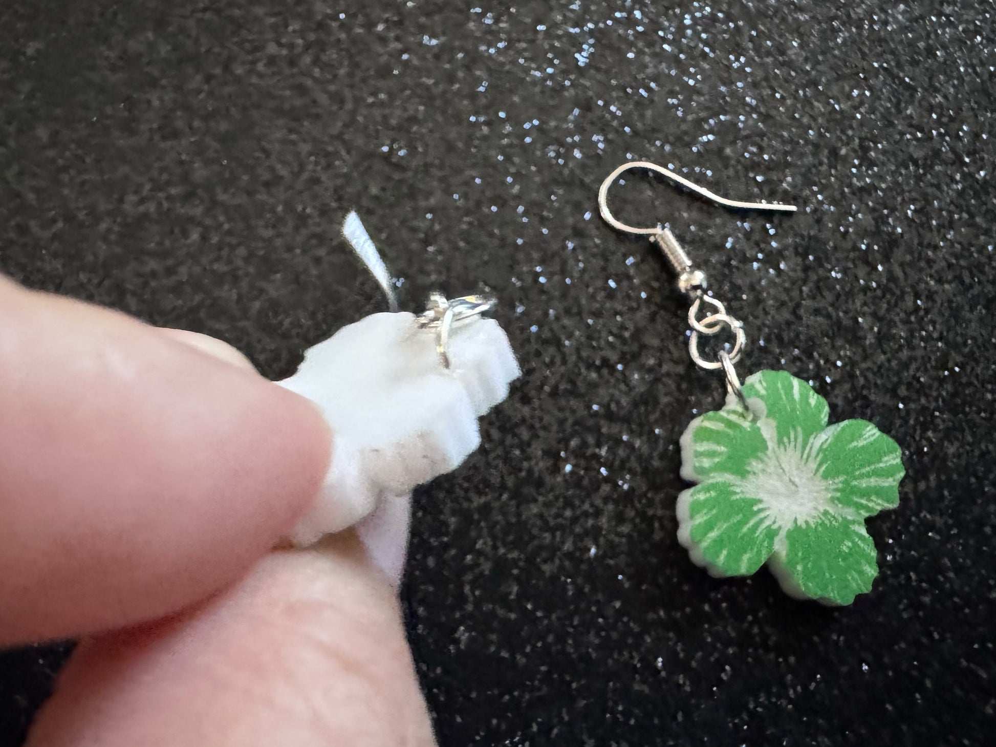 Green Hibiscus Earrings: Laser Cut Acrylic Flowers, Floral, Flowers, Hawaii, Maui Strong, Summer Vibes, Best Gifts for Her/Him/Them