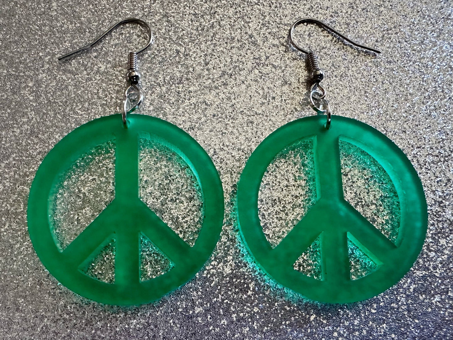 Green Peace Sign Earrings: Laser Cut Acrylic Peace Signs, Hippie, Hipster, 80s, Happiness, Happy, Best Gifts for Her/Him/Them
