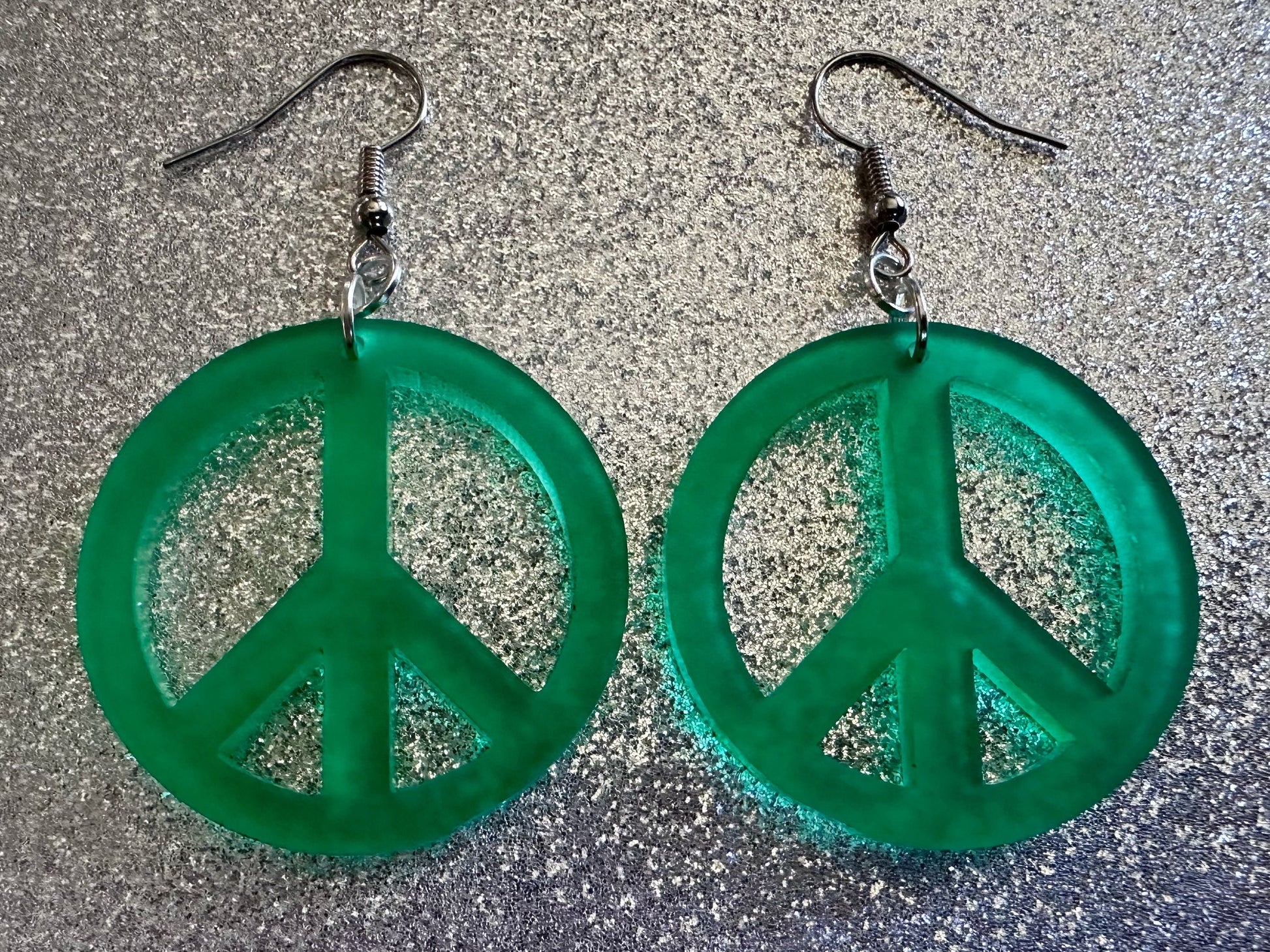 Green Peace Sign Earrings: Laser Cut Acrylic Peace Signs, Hippie, Hipster, 80s, Happiness, Happy, Best Gifts for Her/Him/Them