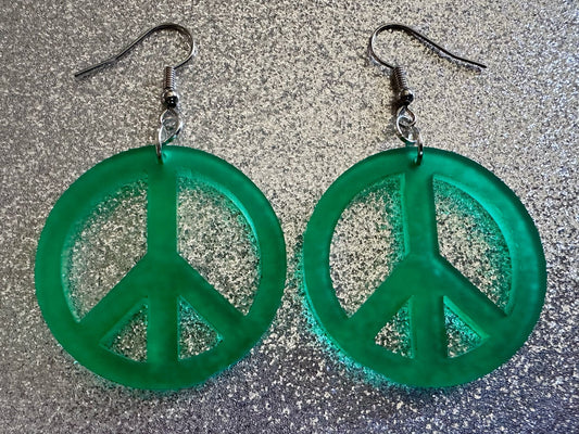 Green Peace Sign Earrings: Laser Cut Acrylic Peace Signs, Hippie, Hipster, 80s, Happiness, Happy, Best Gifts for Her/Him/Them