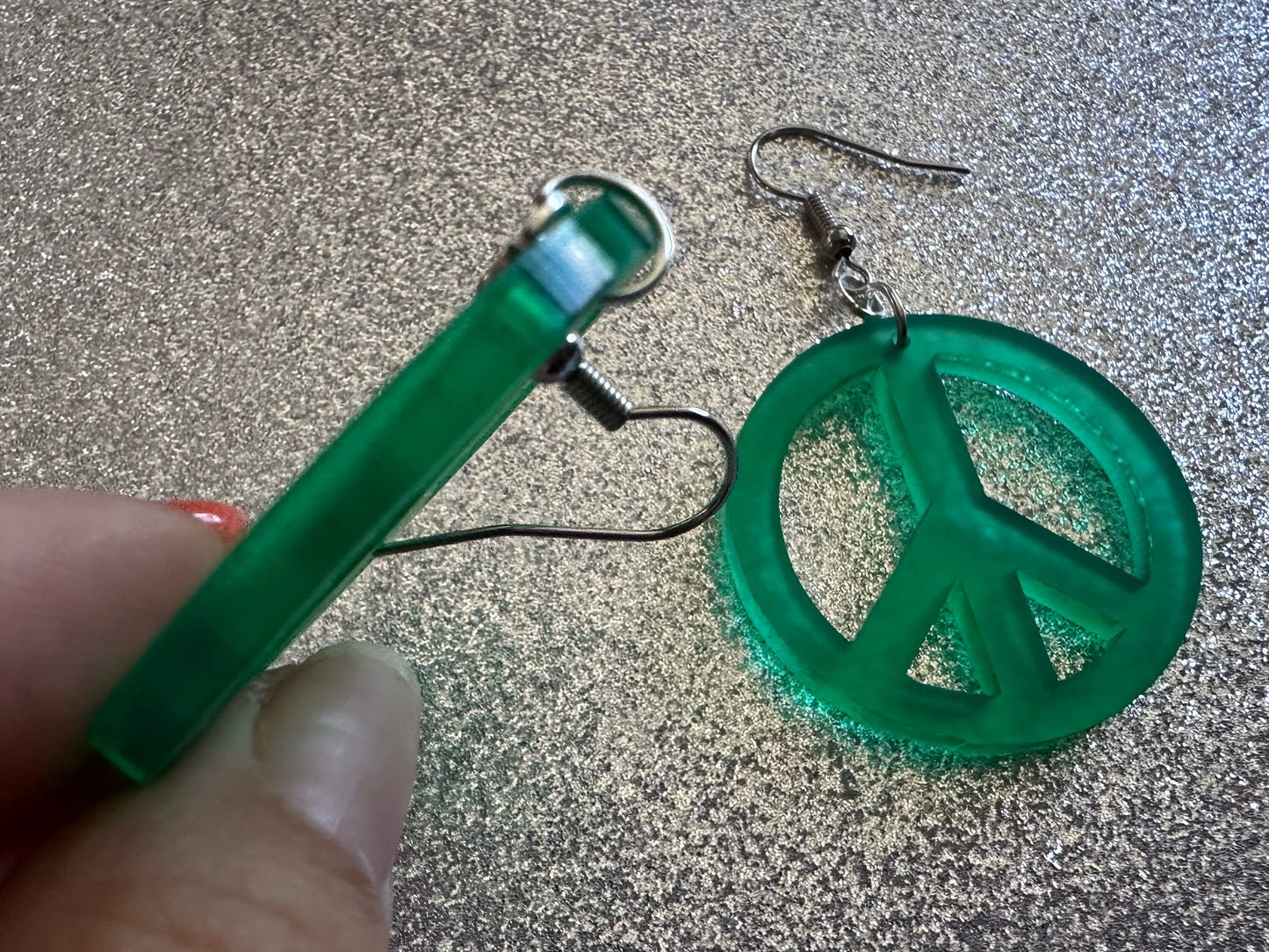 Green Peace Sign Earrings: Laser Cut Acrylic Peace Signs, Hippie, Hipster, 80s, Happiness, Happy, Best Gifts for Her/Him/Them