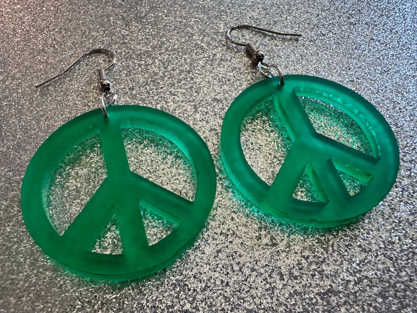 Green Peace Sign Earrings: Laser Cut Acrylic Peace Signs, Hippie, Hipster, 80s, Happiness, Happy, Best Gifts for Her/Him/Them