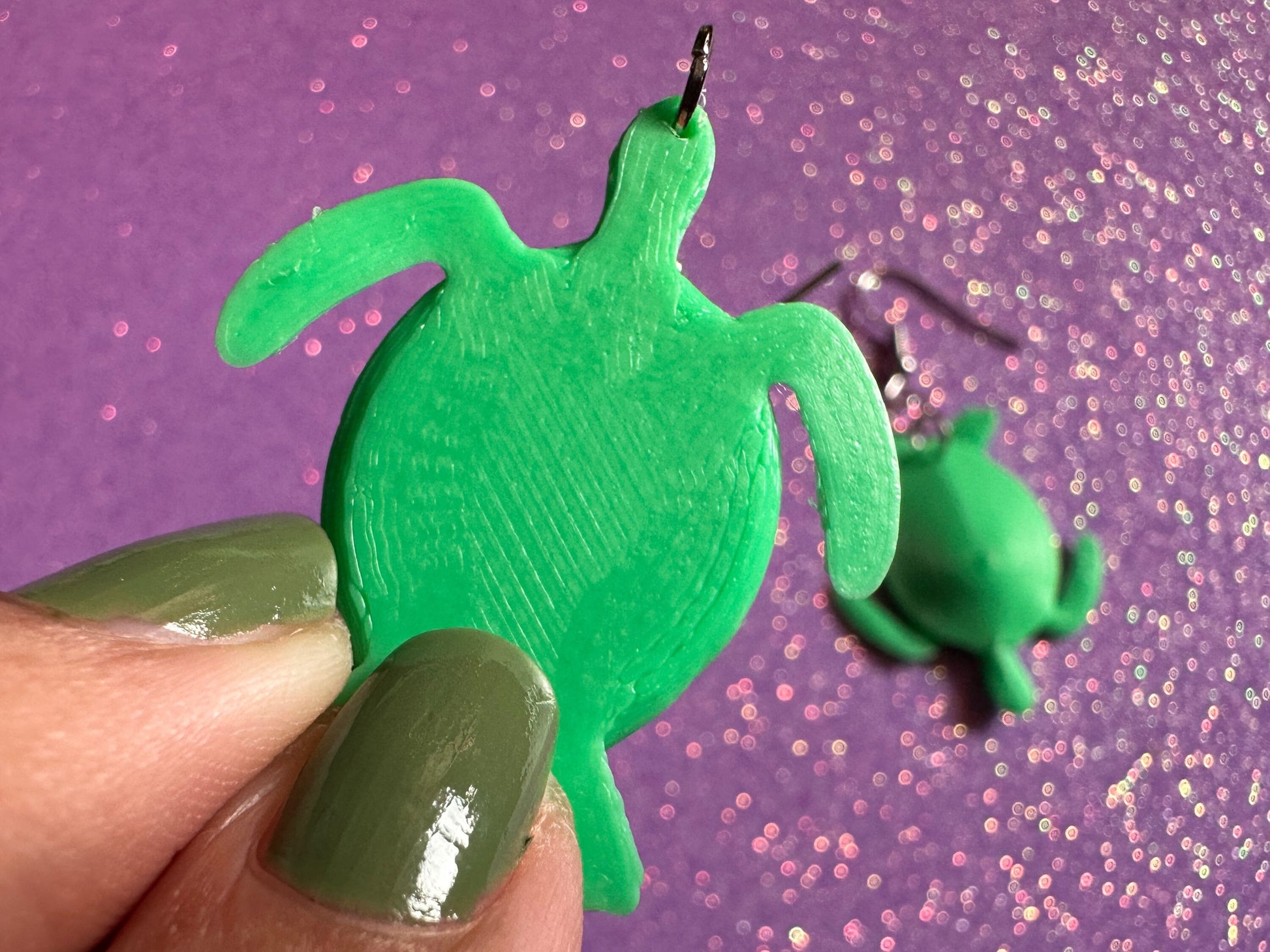 Green Turtle Earrings: 3D Printed Sea Turtles, Ocean Animals, Sea Creatures, Aquatic, Hawaii, Honu, Green Earrings, Gifts for Her/Him/Them