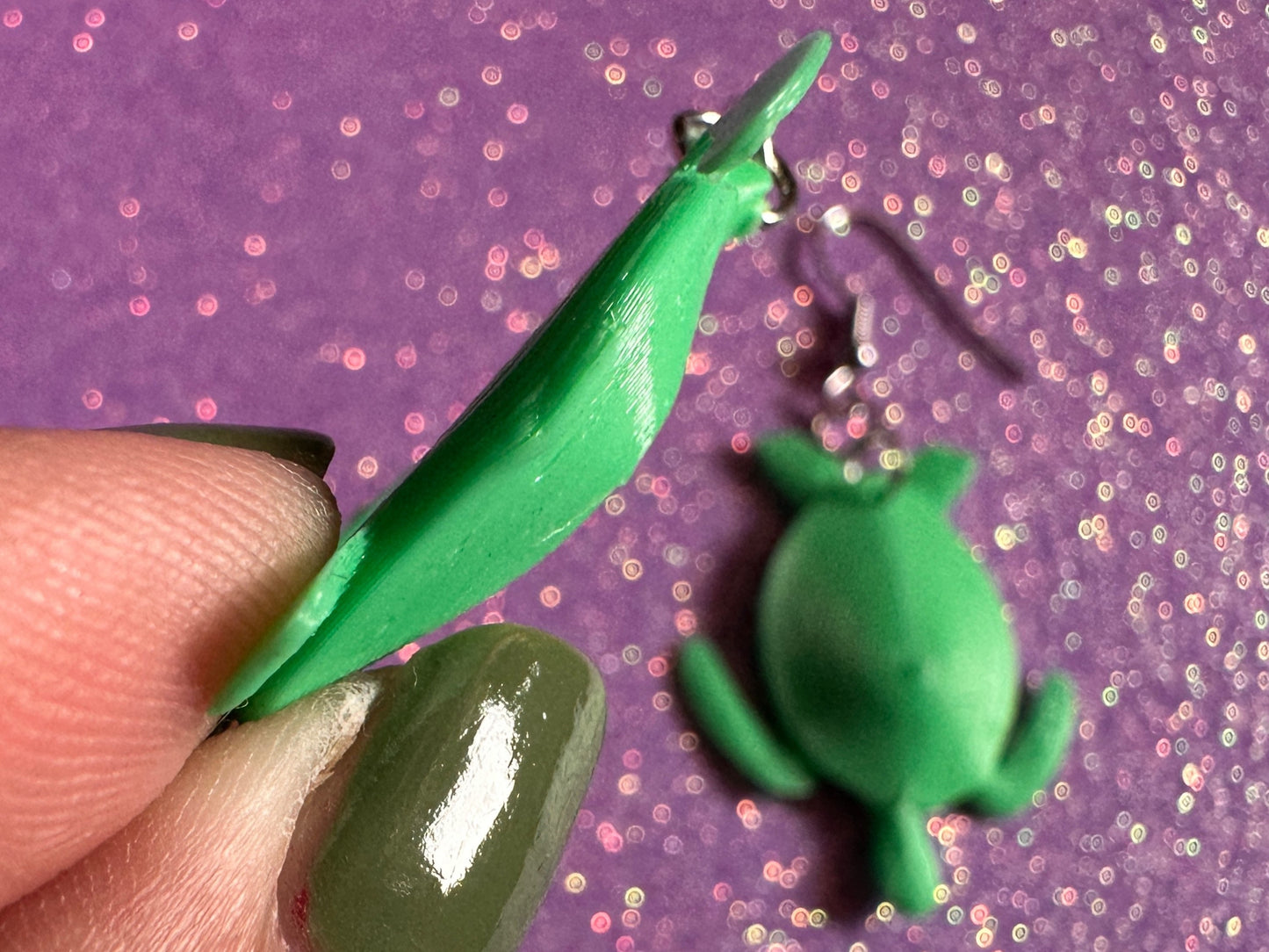 Green Turtle Earrings: 3D Printed Sea Turtles, Ocean Animals, Sea Creatures, Aquatic, Hawaii, Honu, Green Earrings, Gifts for Her/Him/Them