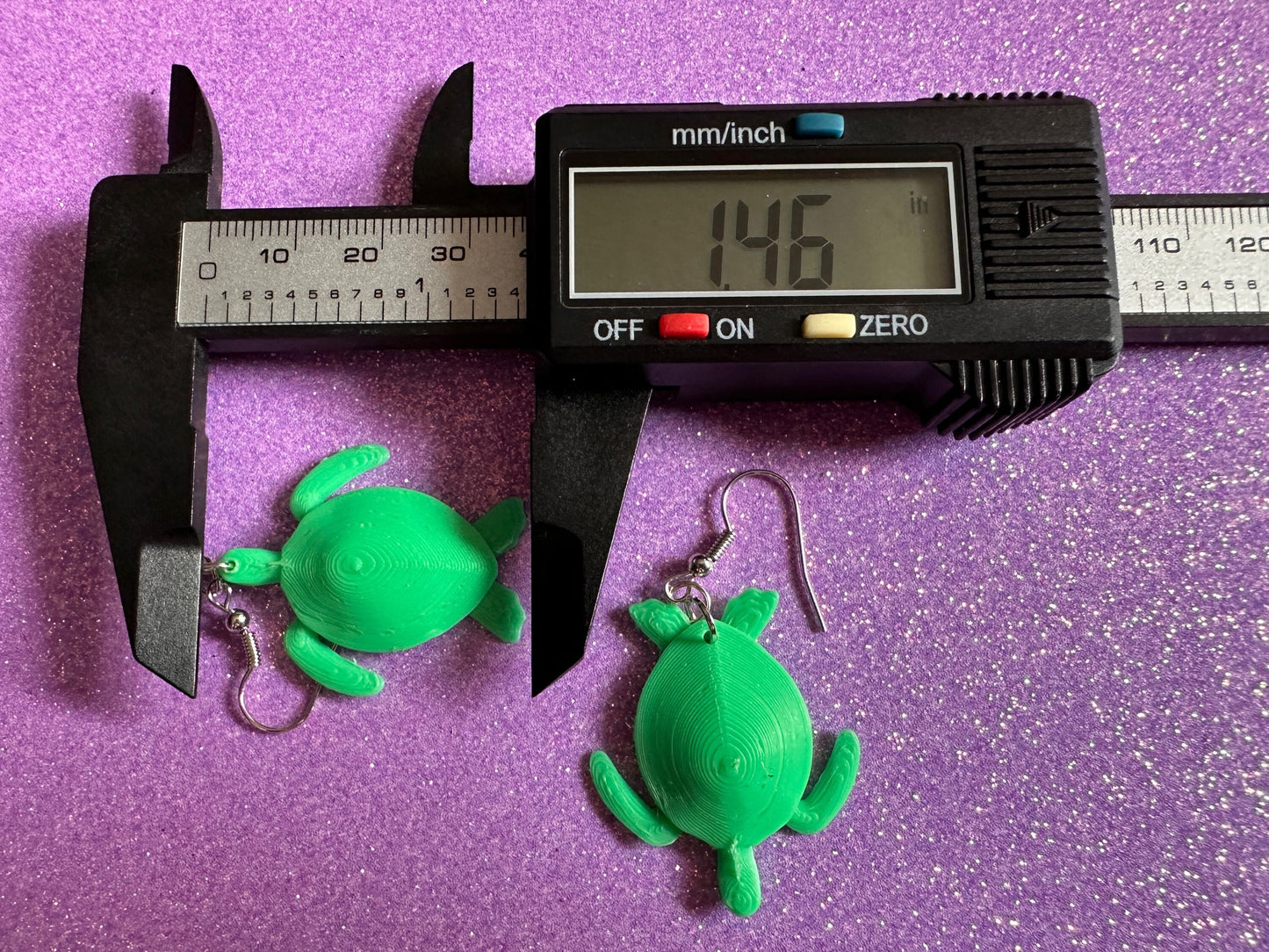 Green Turtle Earrings: 3D Printed Sea Turtles, Ocean Animals, Sea Creatures, Aquatic, Hawaii, Honu, Green Earrings, Gifts for Her/Him/Them