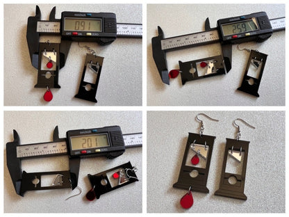 Guillotine Earrings: Halloween, Scary, Horror, Execution, Death, Decapitation, Laser Cut Acrylic, Chop, Blade, Best Gifts for Her/Him/Them