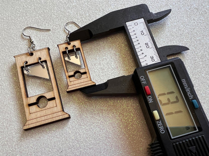 Guillotine Earrings: Halloween, Scary, Horror, Execution, Death, Decapitation, Laser Cut Acrylic & Wood, Best Gifts for Her/Him/Them