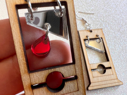 Guillotine Earrings: Halloween, Scary, Horror, Execution, Death, Decapitation, Laser Cut Acrylic & Wood, Best Gifts for Her/Him/Them