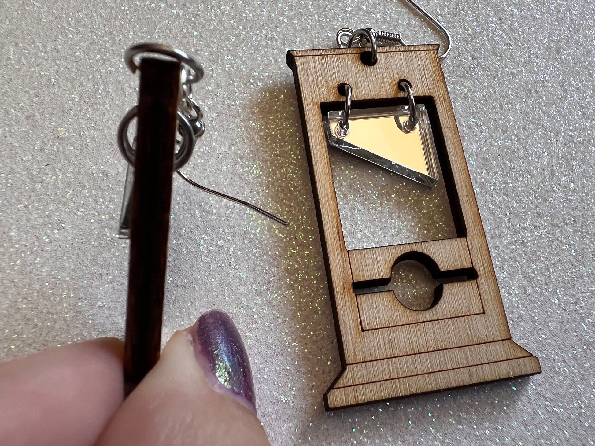 Guillotine Earrings: Halloween, Scary, Horror, Execution, Death, Decapitation, Laser Cut Acrylic & Wood, Best Gifts for Her/Him/Them