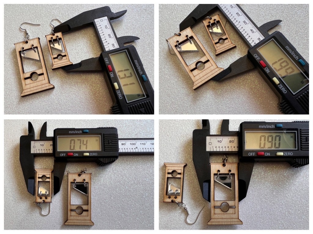 Guillotine Earrings: Halloween, Scary, Horror, Execution, Death, Decapitation, Laser Cut Acrylic & Wood, Best Gifts for Her/Him/Them