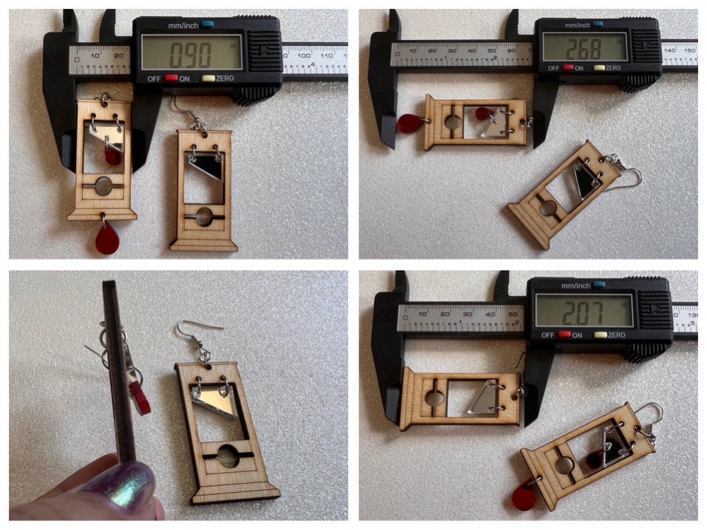 Guillotine Earrings: Halloween, Scary, Horror, Execution, Death, Decapitation, Laser Cut Acrylic & Wood, Best Gifts for Her/Him/Them