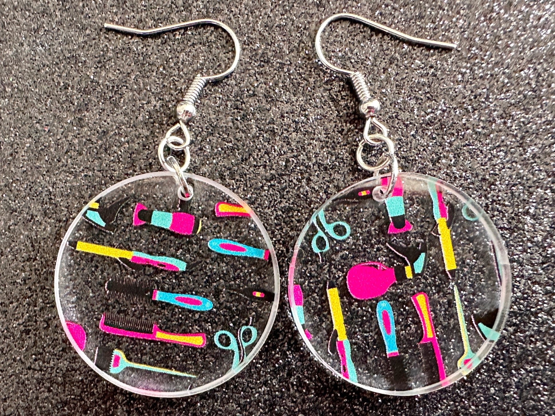 Hair Salon Earrings: Laser Cut Acrylic Earrings, Hair Brush, Hair Dryer, Scissors, Haircut, Hairdresser, Barber, Best Gifts for Her/Him/Them
