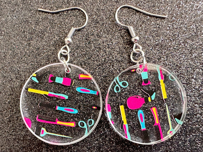 Hair Salon Earrings: Laser Cut Acrylic Earrings, Hair Brush, Hair Dryer, Scissors, Haircut, Hairdresser, Barber, Best Gifts for Her/Him/Them