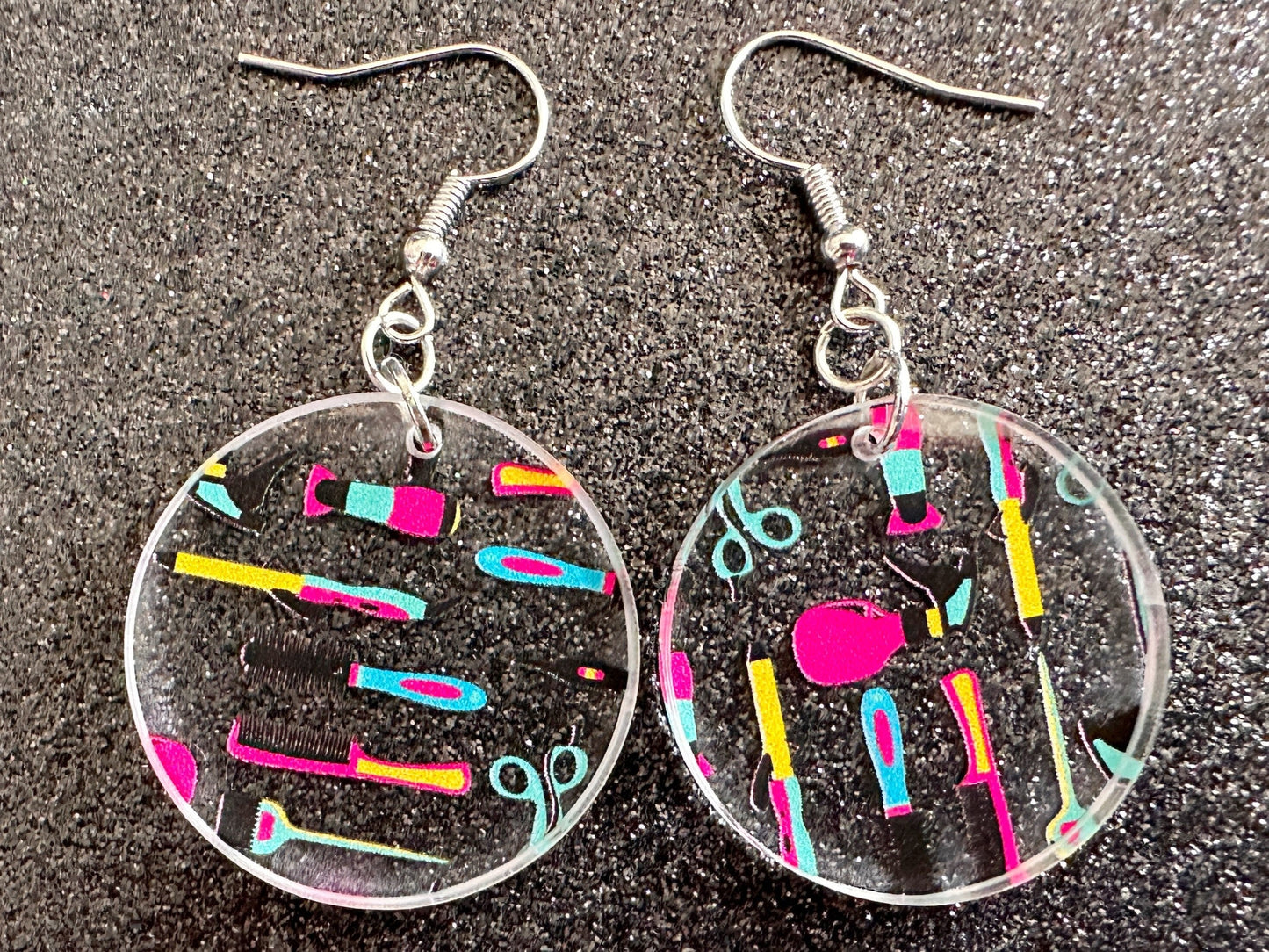 Hair Salon Earrings: Laser Cut Acrylic Earrings, Hair Brush, Hair Dryer, Scissors, Haircut, Hairdresser, Barber, Best Gifts for Her/Him/Them
