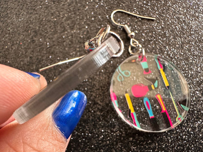 Hair Salon Earrings: Laser Cut Acrylic Earrings, Hair Brush, Hair Dryer, Scissors, Haircut, Hairdresser, Barber, Best Gifts for Her/Him/Them