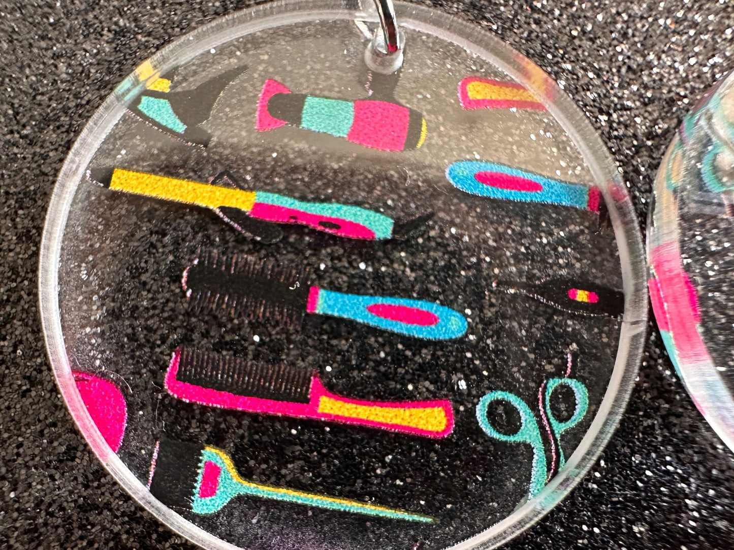 Hair Salon Earrings: Laser Cut Acrylic Earrings, Hair Brush, Hair Dryer, Scissors, Haircut, Hairdresser, Barber, Best Gifts for Her/Him/Them