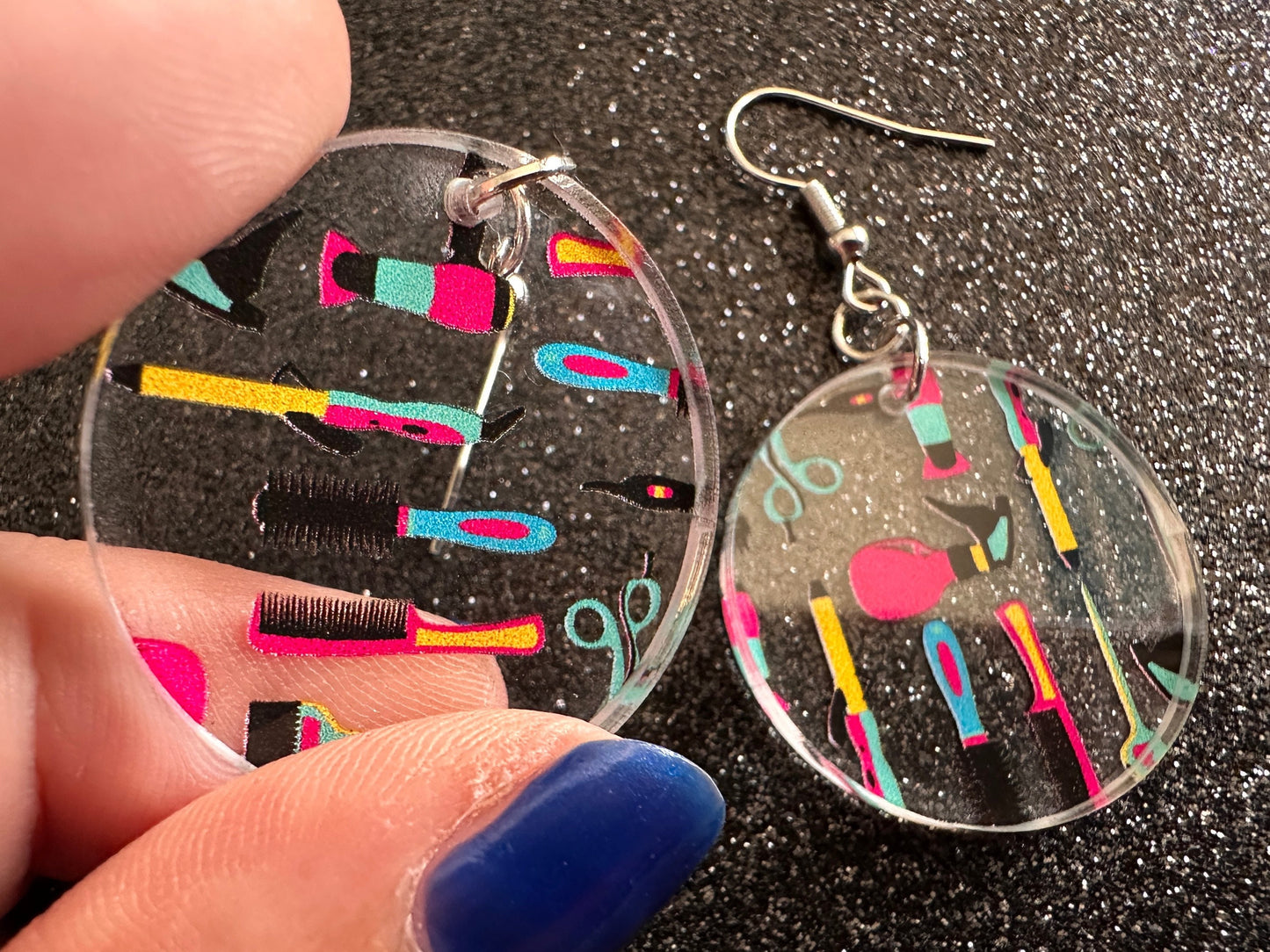 Hair Salon Earrings: Laser Cut Acrylic Earrings, Hair Brush, Hair Dryer, Scissors, Haircut, Hairdresser, Barber, Best Gifts for Her/Him/Them