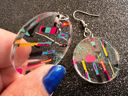 Hair Salon Earrings: Laser Cut Acrylic Earrings, Hair Brush, Hair Dryer, Scissors, Haircut, Hairdresser, Barber, Best Gifts for Her/Him/Them