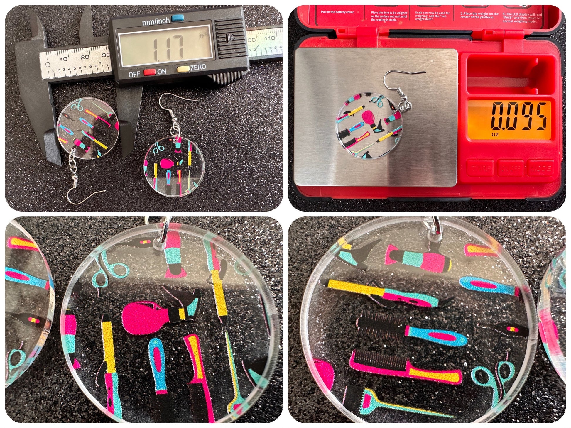 Hair Salon Earrings: Laser Cut Acrylic Earrings, Hair Brush, Hair Dryer, Scissors, Haircut, Hairdresser, Barber, Best Gifts for Her/Him/Them