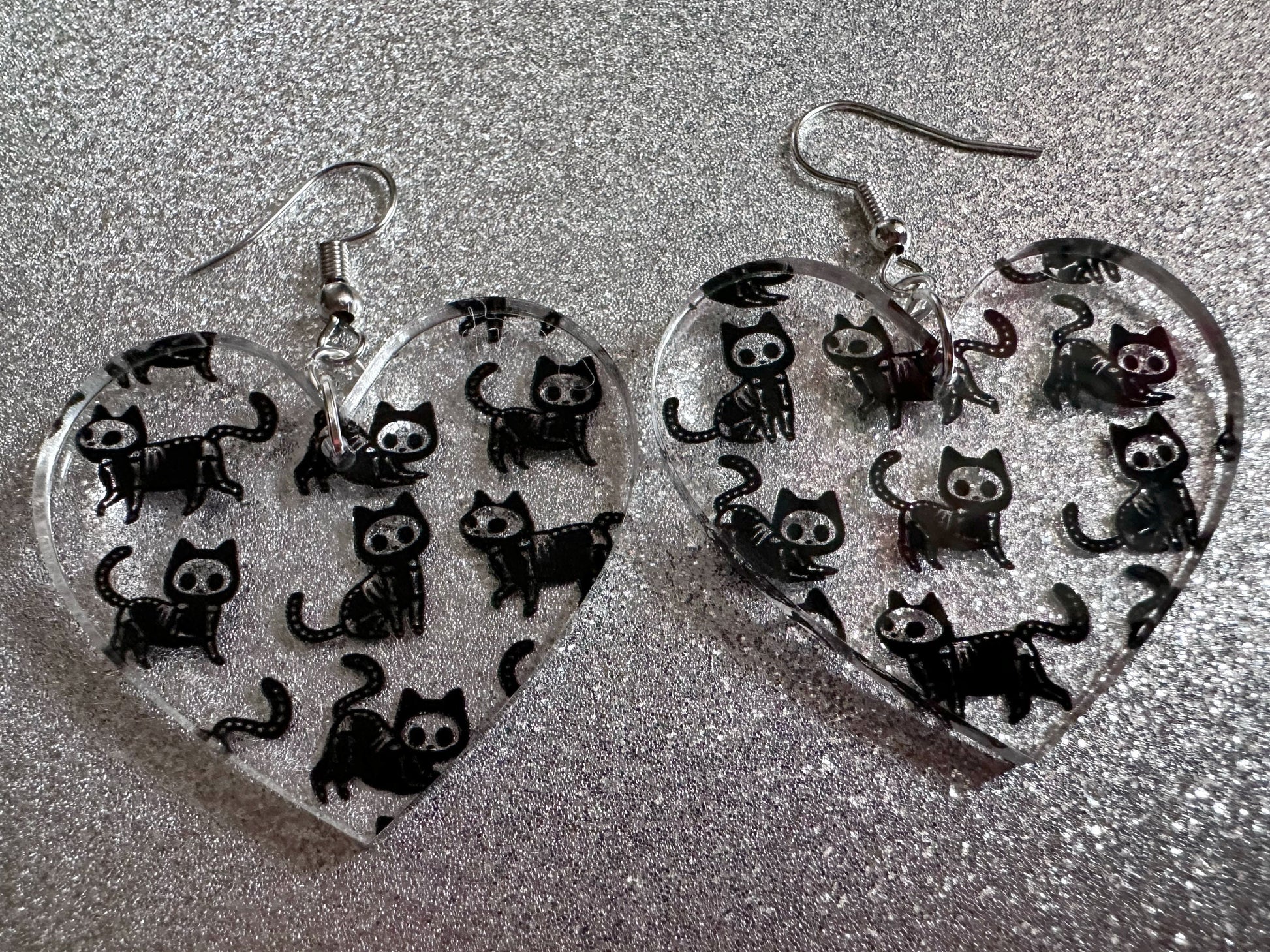 Halloween Cat Earrings: Laser Cut Acrylic Cat Skeletons, Black Cats, Spooky Cats, Kittens, Felines, Meow, Best Gifts for Her/Him/Them