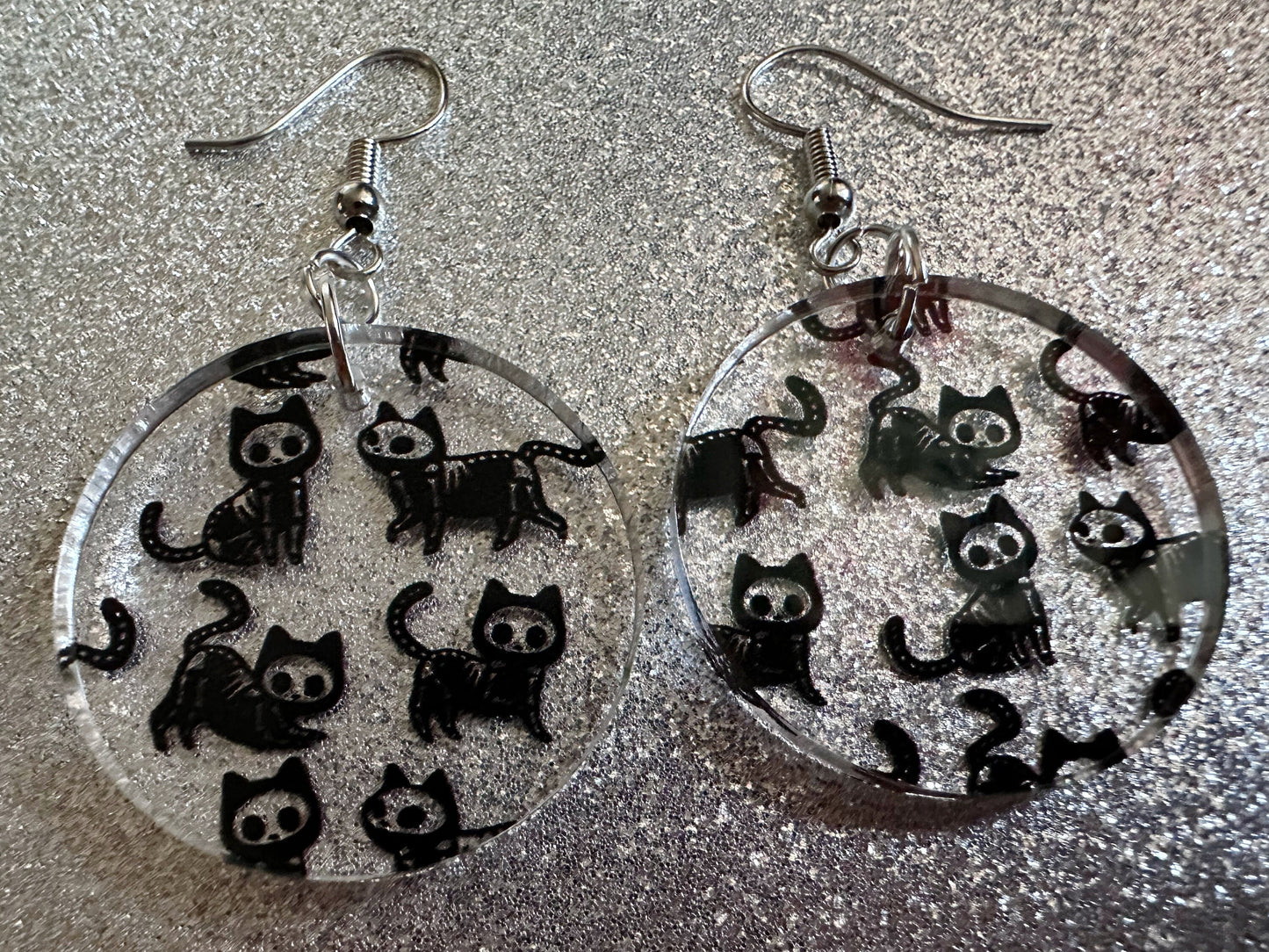 Halloween Cat Earrings: Laser Cut Acrylic Cat Skeletons, Black Cats, Spooky Cats, Kittens, Felines, Meow, Best Gifts for Her/Him/Them