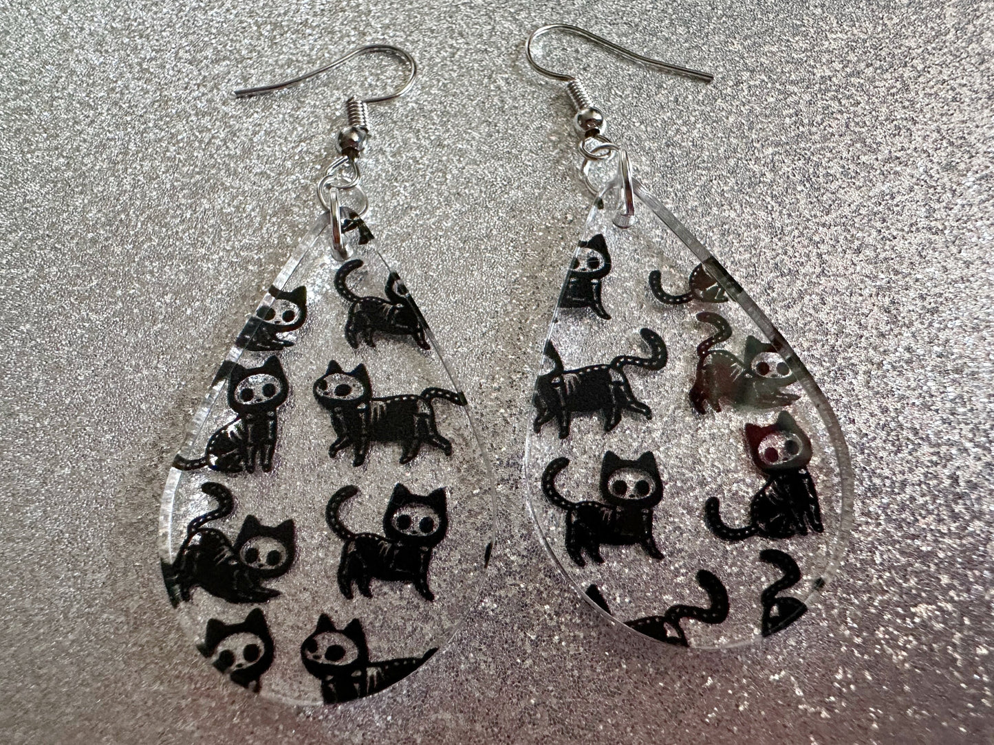 Halloween Cat Earrings: Laser Cut Acrylic Cat Skeletons, Black Cats, Spooky Cats, Kittens, Felines, Meow, Best Gifts for Her/Him/Them