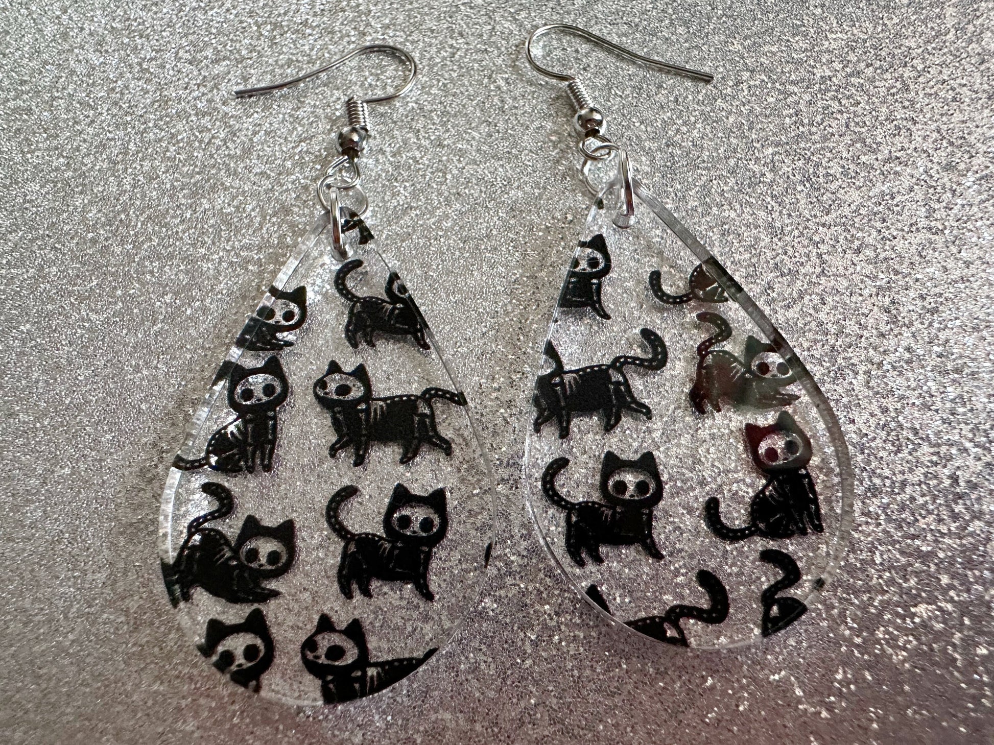Halloween Cat Earrings: Laser Cut Acrylic Cat Skeletons, Black Cats, Spooky Cats, Kittens, Felines, Meow, Best Gifts for Her/Him/Them