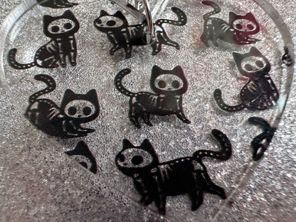 Halloween Cat Earrings: Laser Cut Acrylic Cat Skeletons, Black Cats, Spooky Cats, Kittens, Felines, Meow, Best Gifts for Her/Him/Them