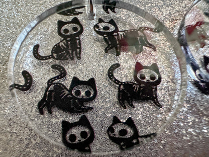 Halloween Cat Earrings: Laser Cut Acrylic Cat Skeletons, Black Cats, Spooky Cats, Kittens, Felines, Meow, Best Gifts for Her/Him/Them