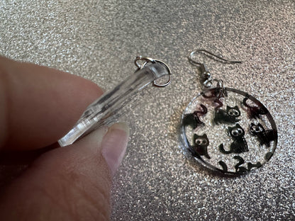 Halloween Cat Earrings: Laser Cut Acrylic Cat Skeletons, Black Cats, Spooky Cats, Kittens, Felines, Meow, Best Gifts for Her/Him/Them