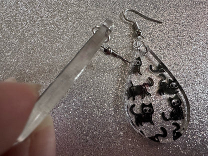 Halloween Cat Earrings: Laser Cut Acrylic Cat Skeletons, Black Cats, Spooky Cats, Kittens, Felines, Meow, Best Gifts for Her/Him/Them