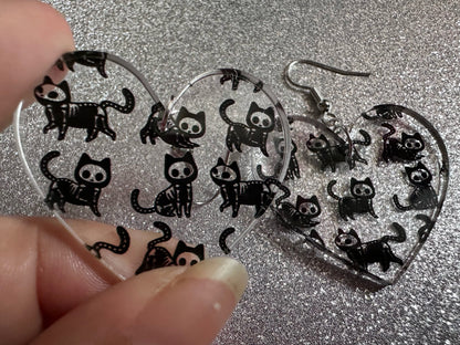 Halloween Cat Earrings: Laser Cut Acrylic Cat Skeletons, Black Cats, Spooky Cats, Kittens, Felines, Meow, Best Gifts for Her/Him/Them