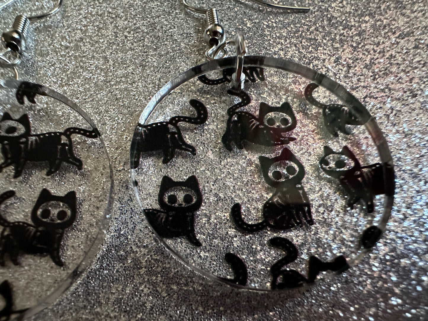 Halloween Cat Earrings: Laser Cut Acrylic Cat Skeletons, Black Cats, Spooky Cats, Kittens, Felines, Meow, Best Gifts for Her/Him/Them