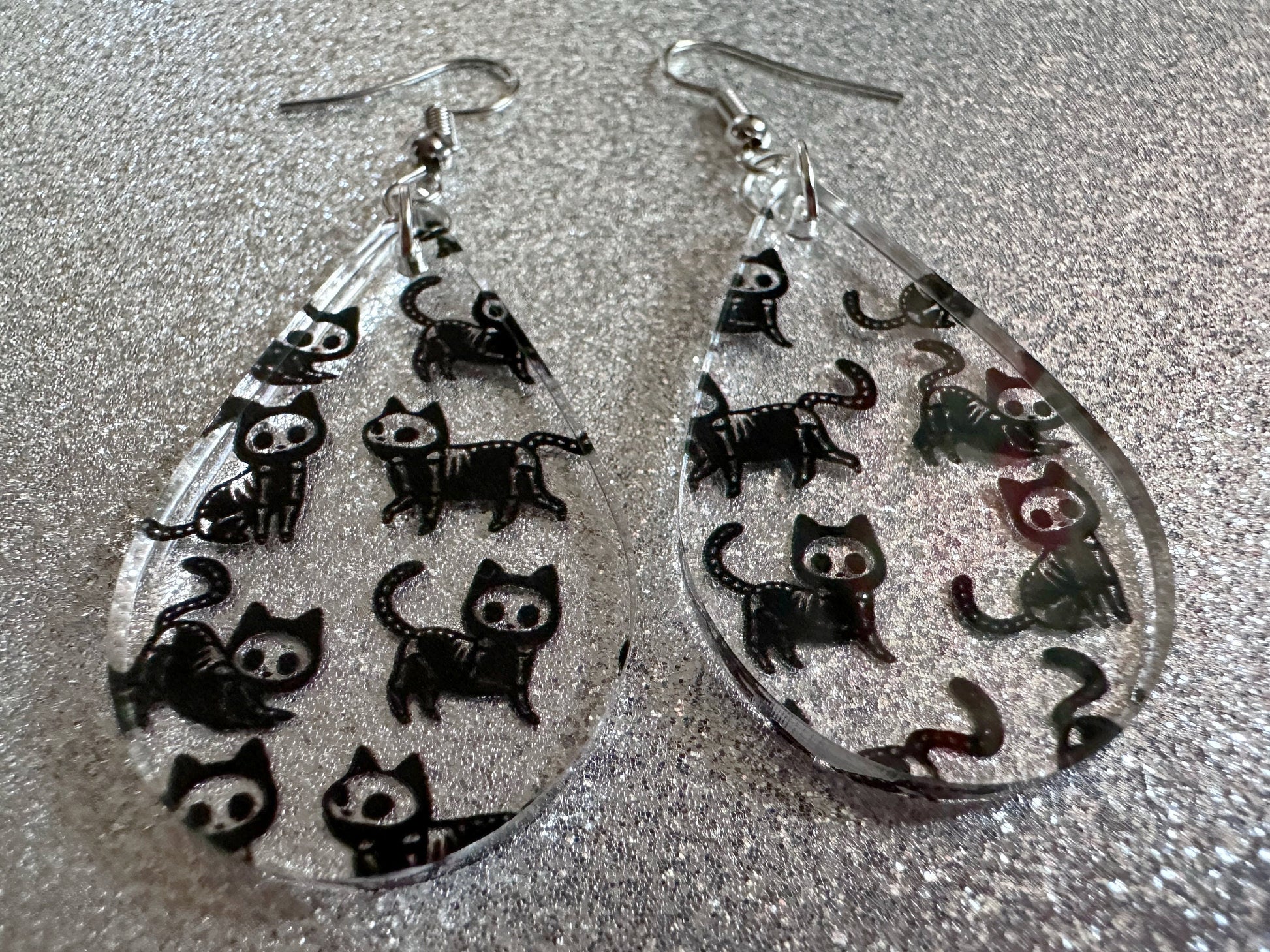Halloween Cat Earrings: Laser Cut Acrylic Cat Skeletons, Black Cats, Spooky Cats, Kittens, Felines, Meow, Best Gifts for Her/Him/Them