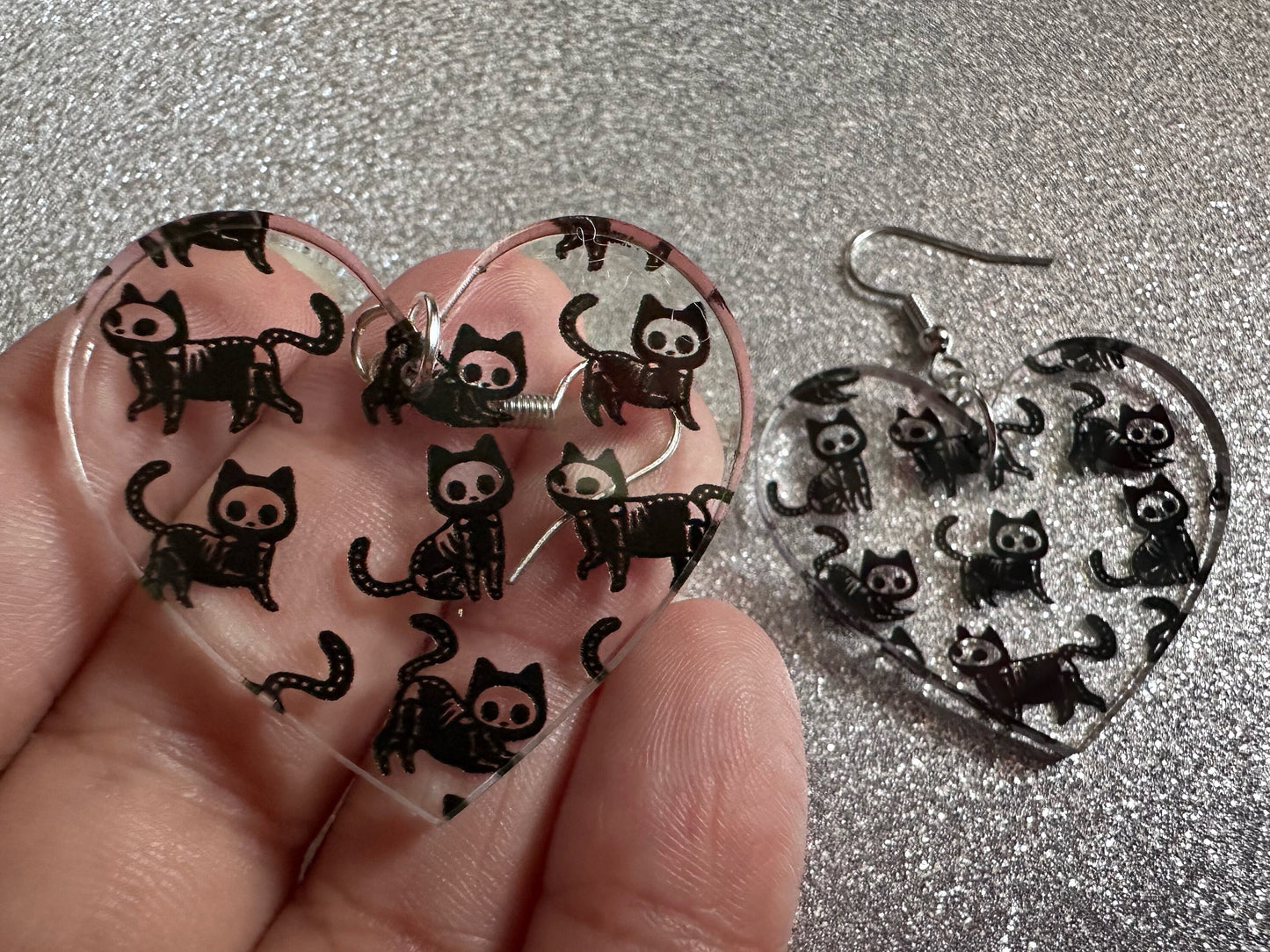 Halloween Cat Earrings: Laser Cut Acrylic Cat Skeletons, Black Cats, Spooky Cats, Kittens, Felines, Meow, Best Gifts for Her/Him/Them