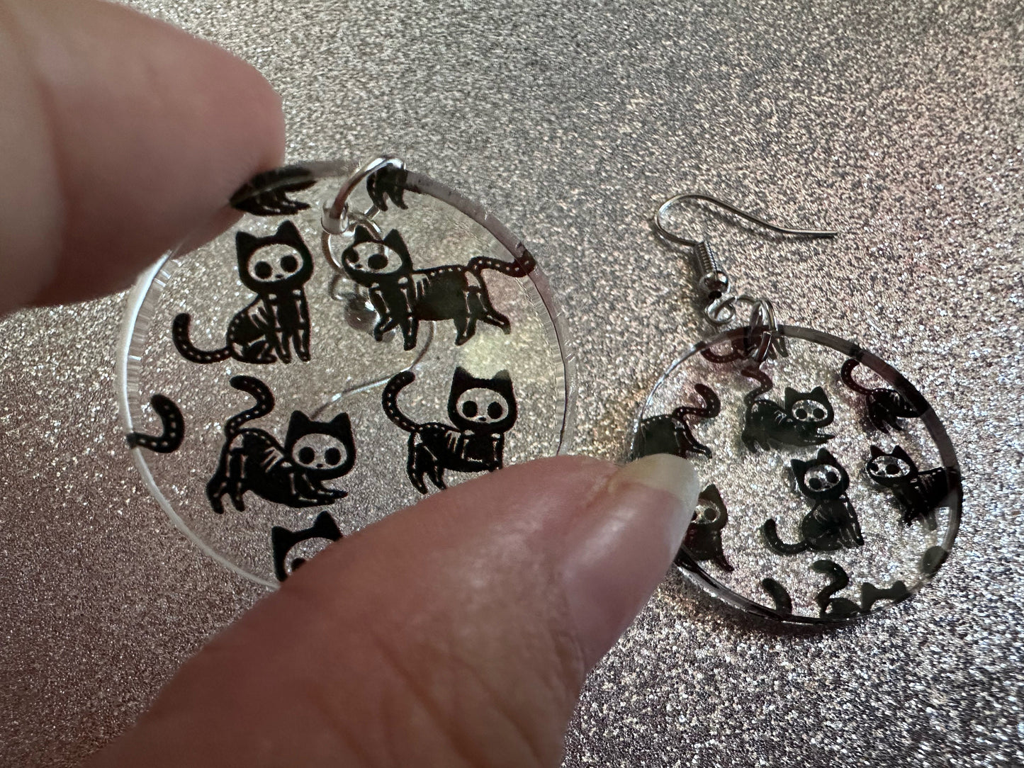 Halloween Cat Earrings: Laser Cut Acrylic Cat Skeletons, Black Cats, Spooky Cats, Kittens, Felines, Meow, Best Gifts for Her/Him/Them